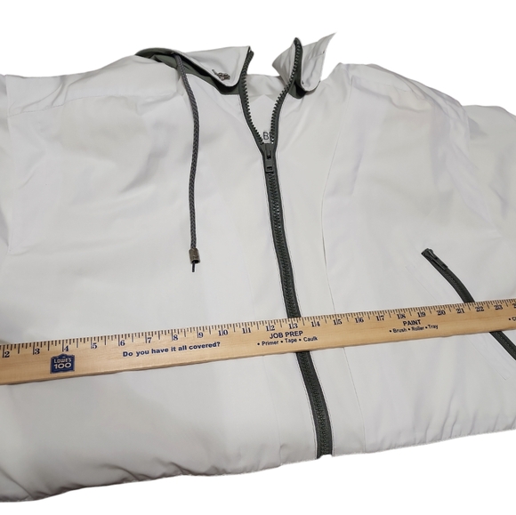 Mulberry St Women's  XL white green block hooded. Vtg. Anchor buttons. - Picture 9 of 12